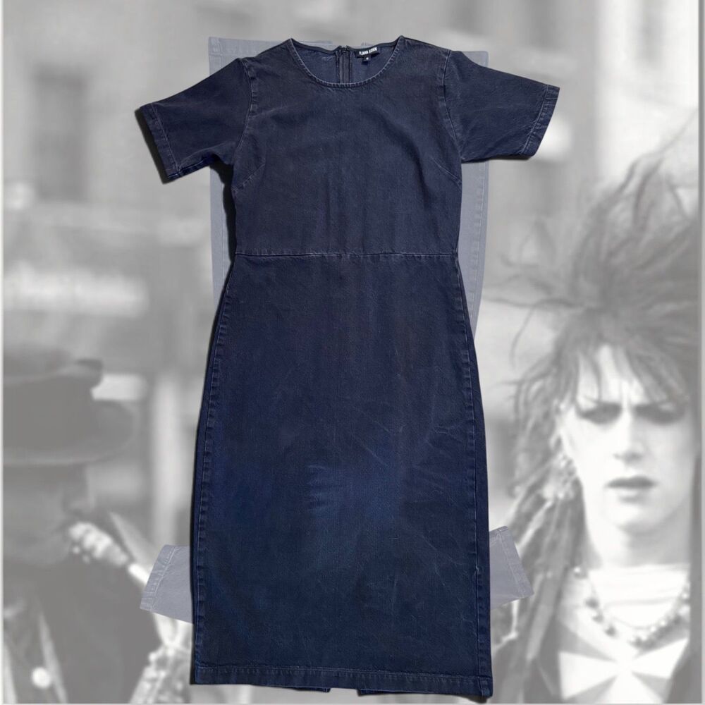 Ilana Kohn Black Denim Lee Dress Size 6 Wash Canvas Midi Minimalist Goth Boho 90